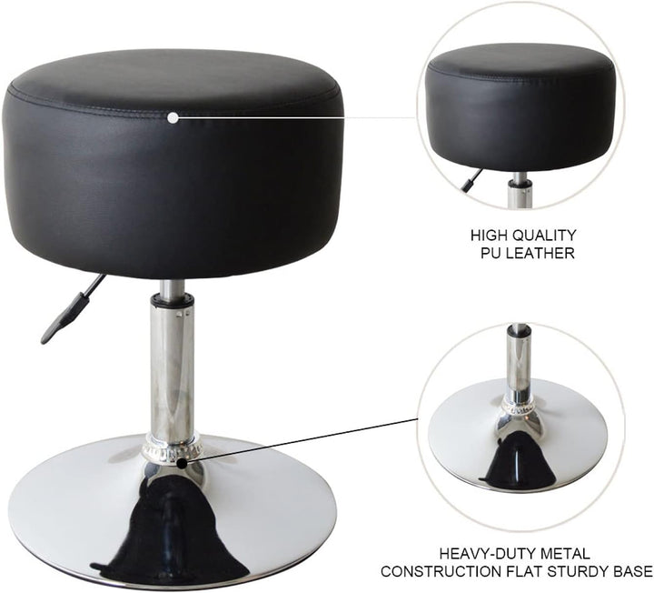 VDD Hocker Retro Vintage Industriedesign - Schminktisch Hocker - Höhenverstellbar bis 65 cm - Schwar
