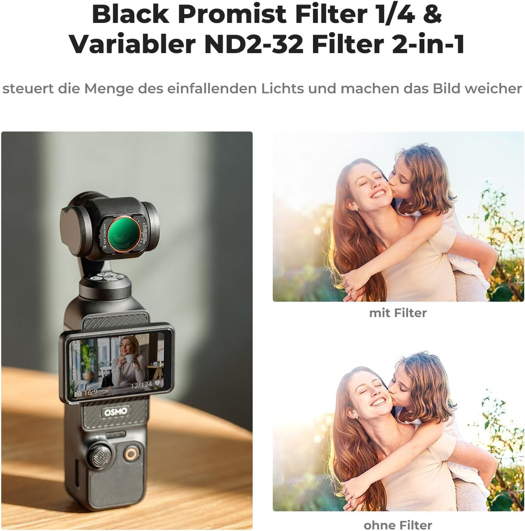 K&F Concept OSMO Pocket 3 Magnetischer ND2-ND32&Black Mist 1/4 Filter Kompatibel mit DJI OSMO Pocket