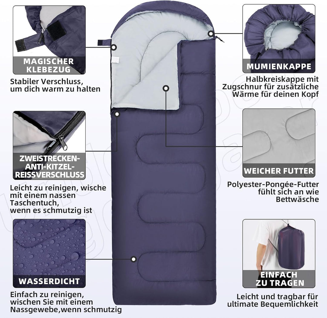 UnderwoodAggregator Schlafsäcke für Erwachsene und Kinder -Ultraleichter Schlafsack 3 Saison für kal