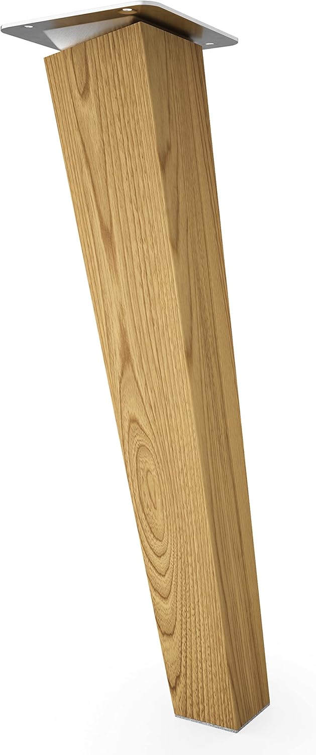 Sossai Möbelfüsse aus Massivholz Eiche mit Öl-Finish, Clif Square HMF4, 25 cm hoch, eckig, schräge A