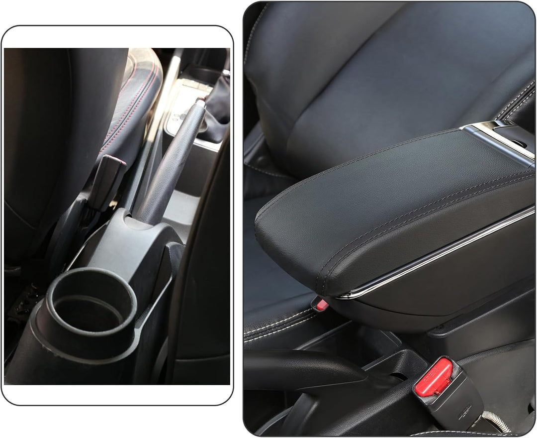 YJYWZH Armlehne Kompatibel mit Seat Ibiza 6j Ibiza 6L Armlehne Schwarzes Leder Aufbewahrungsbox Inne