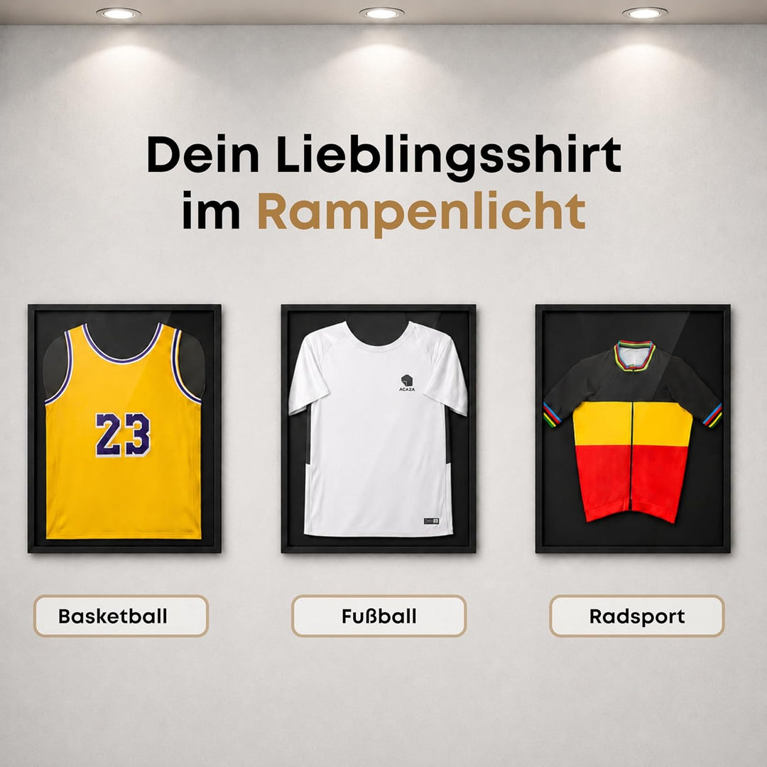 ACAZA Trikotrahmen 70 x 90cm XL Gross, 3D Bilderrahmen tief zum befüllen mit Fussball-, Eishockey-,