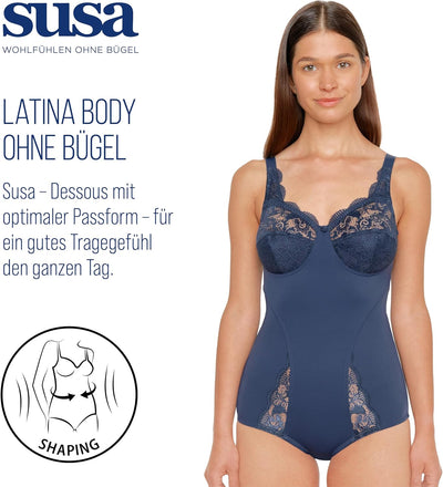SUSA Body ohne Bügel Latina I Body Shapewear Damen stark formend I Frauen Mieder I Softer Bodysuit m