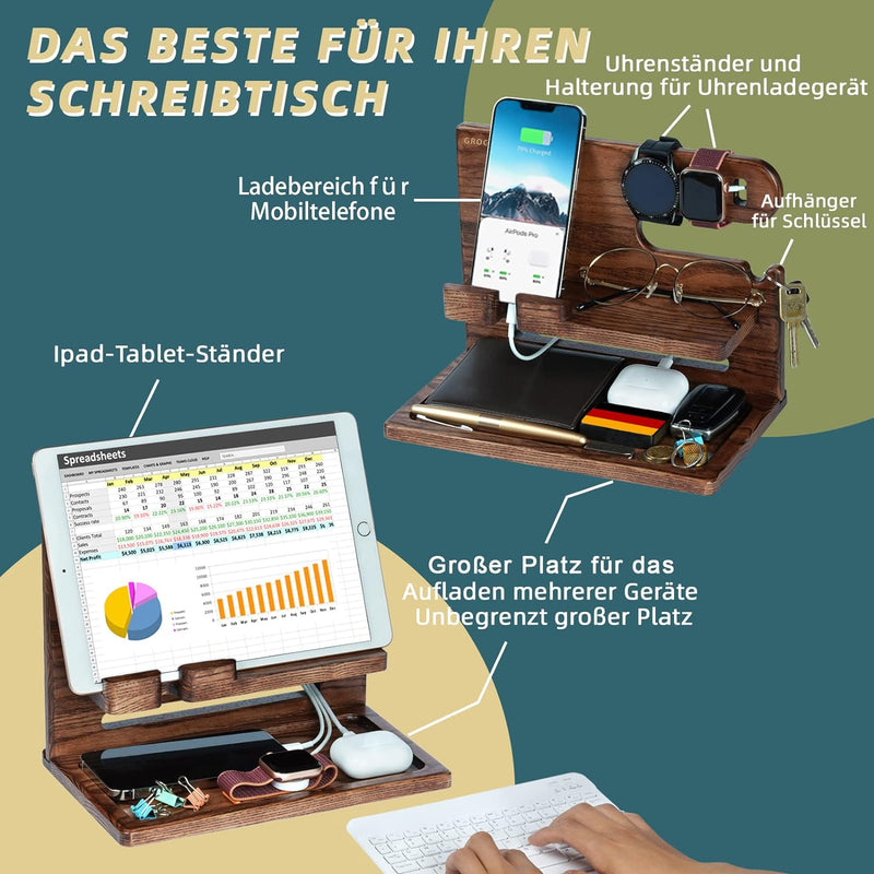 Weihnachtsgeschenke für Männer Schreibtisch Organizer Holz, Geschenke für Ihn Papa Bruder Weihnachte