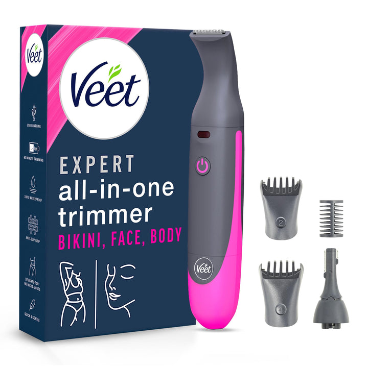 Veet Expert Intimate All-In-One Trimmer - Damen Haartrimmer & Intimrasierer für Gesicht, Augenbrauen