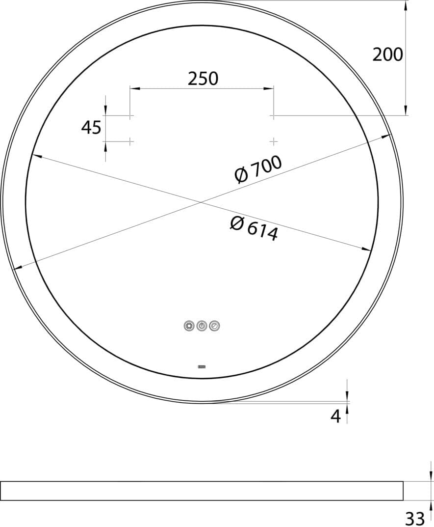 Emco Round LED-Rahmenspiegel, Ø 700 mm, Weiss