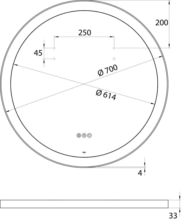 Emco Round LED-Rahmenspiegel, Ø 700 mm, Weiss