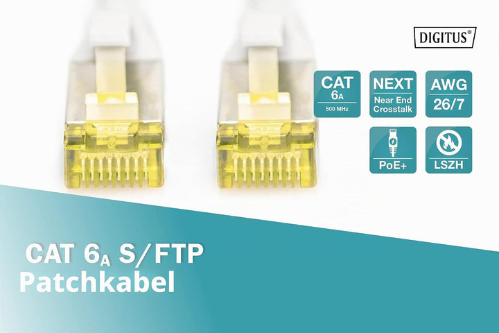 DIGITUS LAN Kabel Cat 6A - 25m - RJ45 Netzwerkkabel - S/FTP Geschirmt - Kompatibel zu Cat-6 &amp; Cat-7
