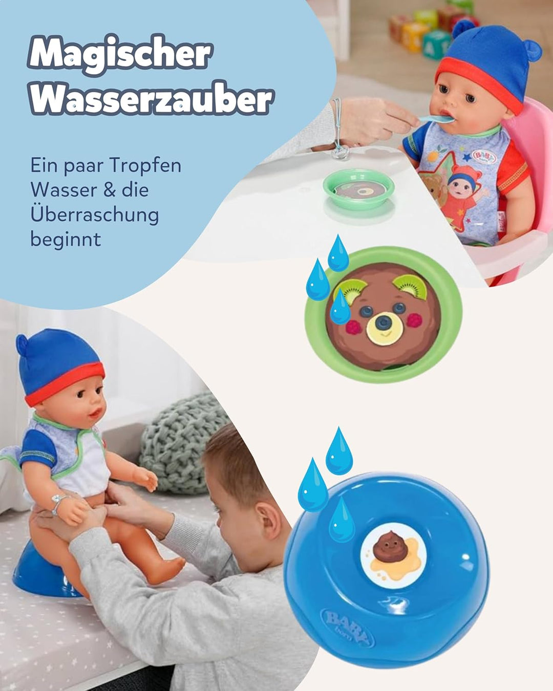 BABY born 836415 Jonas 43cm, Babypuppe mit 10 Funktionen und Accessoires, für Kinder ab 3 Jahren, fu