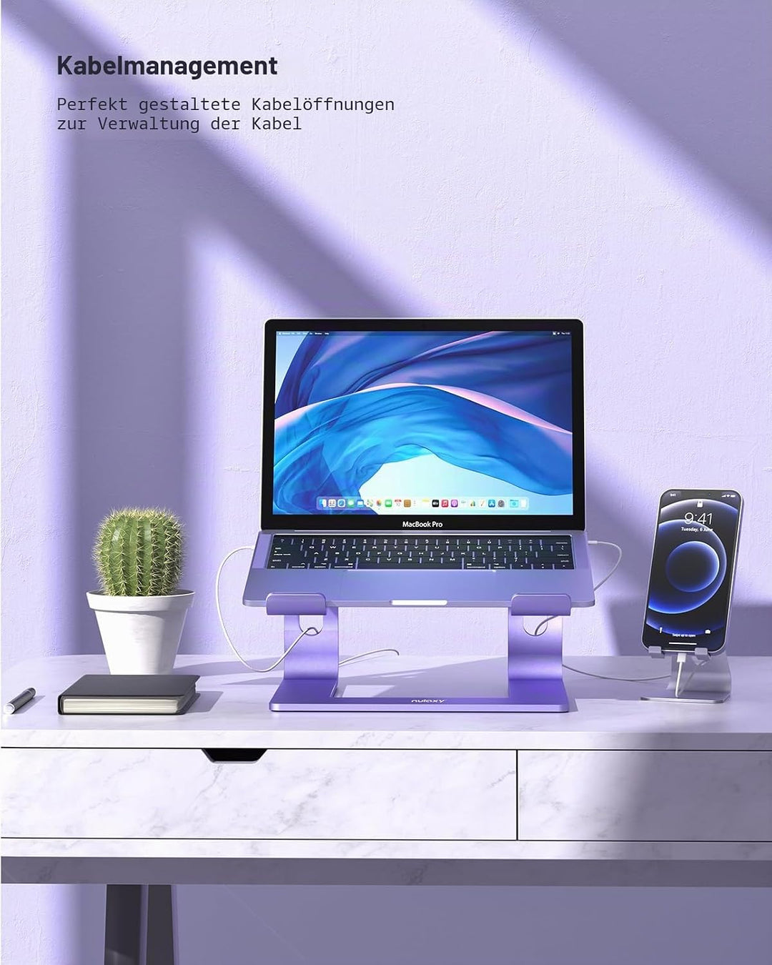 Nulaxy ergonomischer Laptop-Ständer aus Aluminium, abnehmbare Erhöhung für Laptops mit Einer Grösse