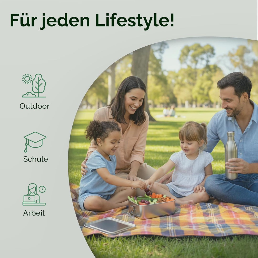 Premium Edelstahl Brotdose – Nachhaltige &amp; plastikfreie Lunchbox mit Trenner, Ersatzdichtung &amp; Trans