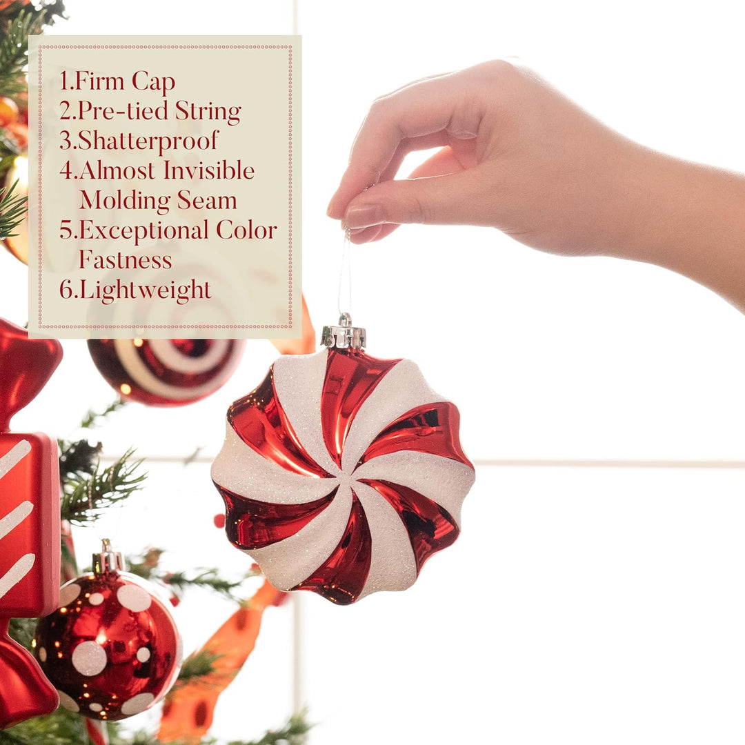 Valery Madelyn Weihnachtsschmuck-Set, 108 ct Zuckerstange, rot und weiss, bruchsicher, Weihnachtsbau
