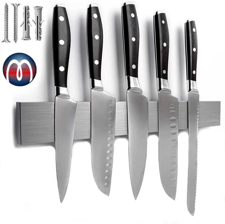 Magnetische Messerleiste aus Edelstahl 32 cm x 3,5 cm x 1,5 cm, Magnetleiste für 6 Messer