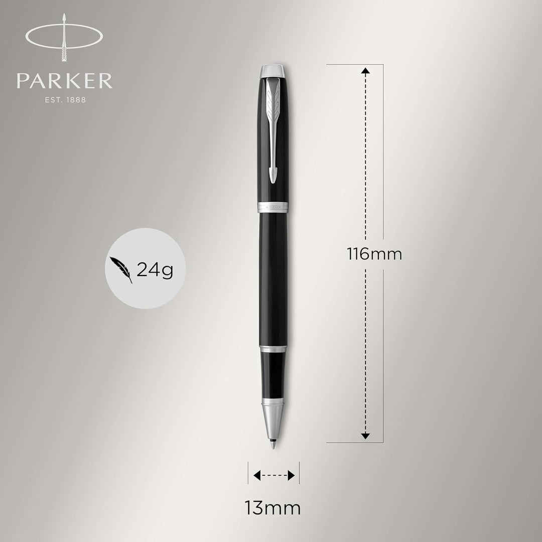 Parker IM Tintenroller | schwarze Lackierung mit Chromzierteilen | feine Spitze | Schwarz | Geschenk
