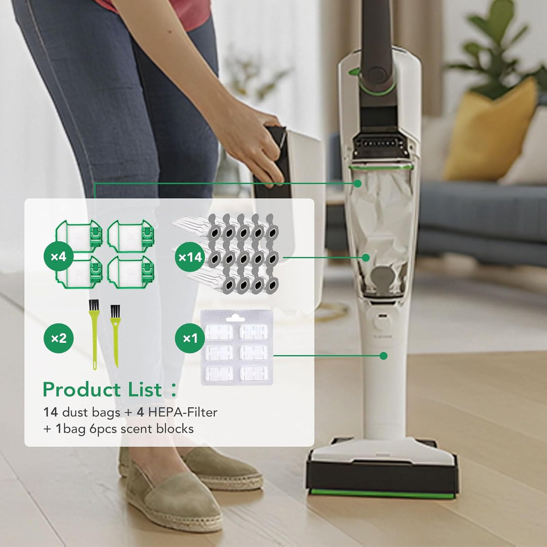 21 Stück Staubsaugerbeutel Set für Vorwerk Kobold VK7 Akku-Staubsauger, Kobold FP7 Premium Filtertüt