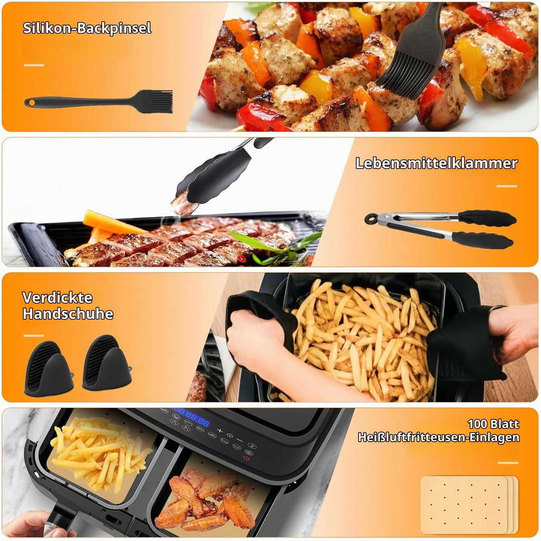 Silikonform Heissluftfritteuse Airfryer Zubehör für Ninja Foodi Max Dual Zone 9.5L Zubehör Heissluft