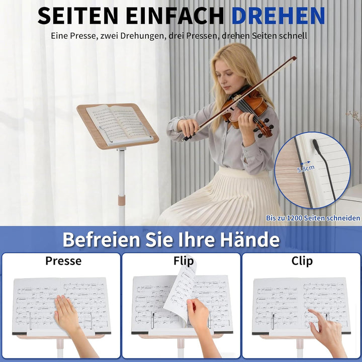 OUUTMEE Lesebuchständer, anhebbarer Beistelltisch, Winkelverstellung, Metallstruktur, Laptop, Kochbu
