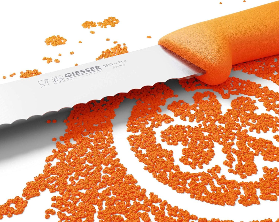 Giesser seit 1776 - Made in Germany - Brotmesser orange, Basic Orange, Klinge 21 cm, Wellenschliff,