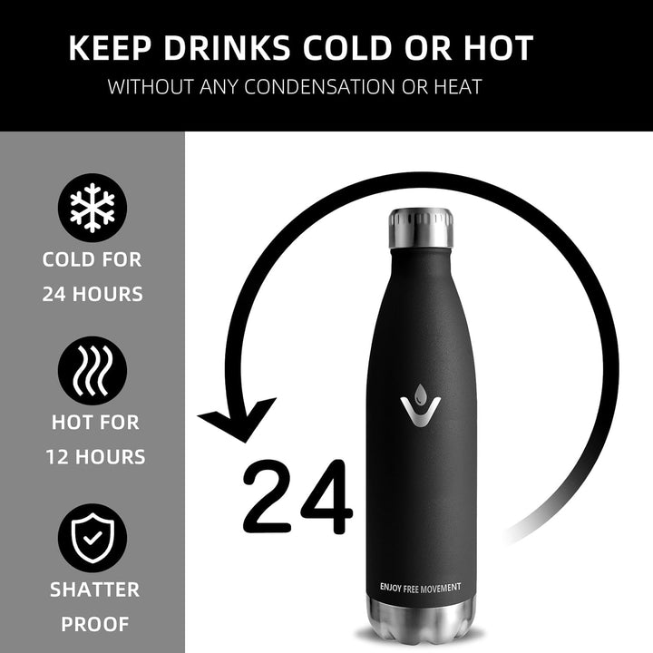 Thermosflasche- 0.75l- Trinkflasche Edelstahl, BPA-freie, Trinkflasche Auslaufsicher, 24h Kalt & 12h
