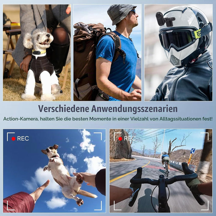 Mini Action Cam mit 64G Speicherkarte, 1080P HD und 130° Weitwinkel, Tragbare Kabellose Magnet Actio
