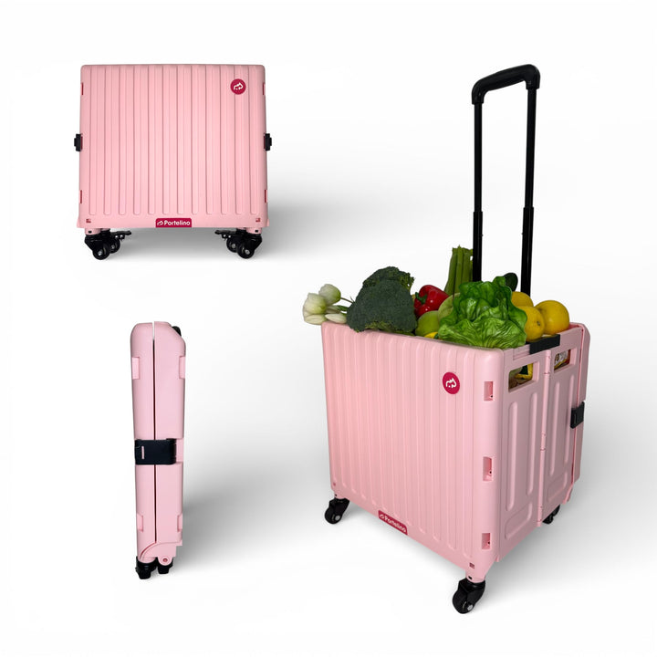 Stilvoller Faltbarer Einkaufstrolley, 50 l, leicht zu reinigen (Rosa), Rosa