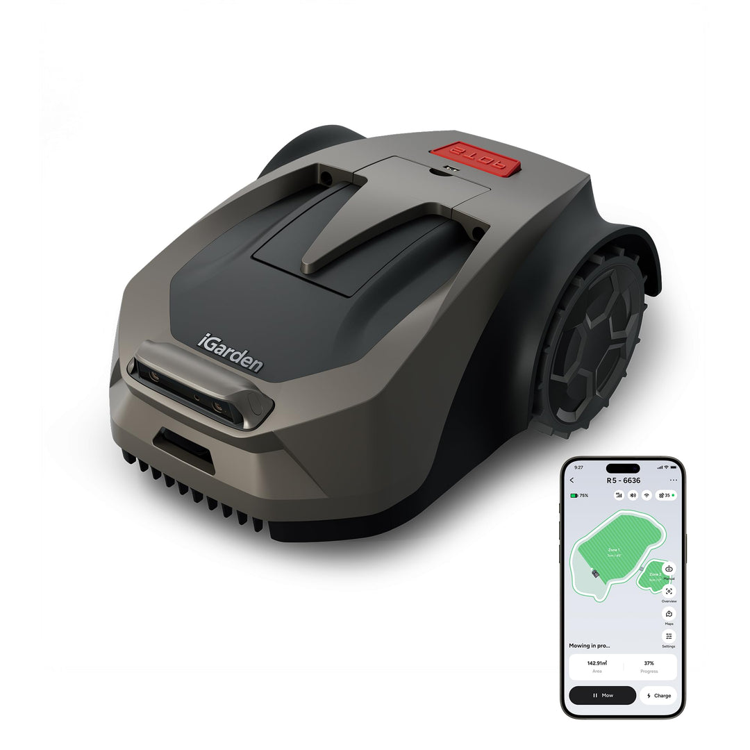 iGarden R35 Mähroboter ohne Begrenzungskabel für 800 m², 210 Min. extra Lange Laufzeit, präzise Navi