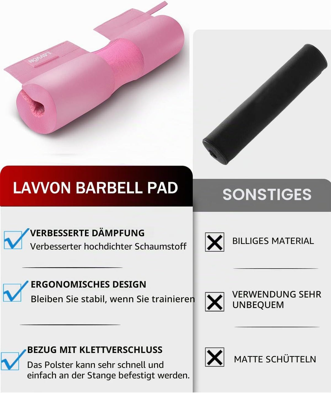 Langhantel Polster Nylon Padding AntiSlip- Hip Thrust Pad Polster für Langhantelstange - Hantel Nack
