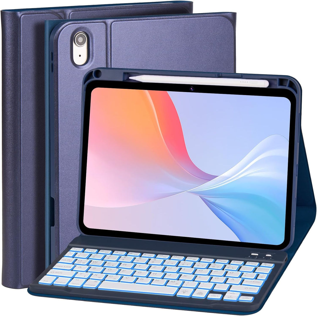 WALWALO Hülle mit Tastatur für iPad A16 11 Generation 2025/10 Generation 2022, (11/10.9 Zoll) - 7 Be