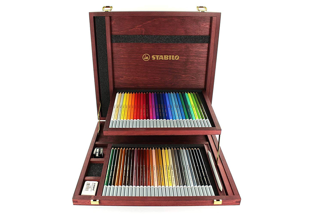 Pastellkreidestift - STABILO CarbOthello - 60er Holzkoffer mit Spitzer und Radierer - mit 60 verschi