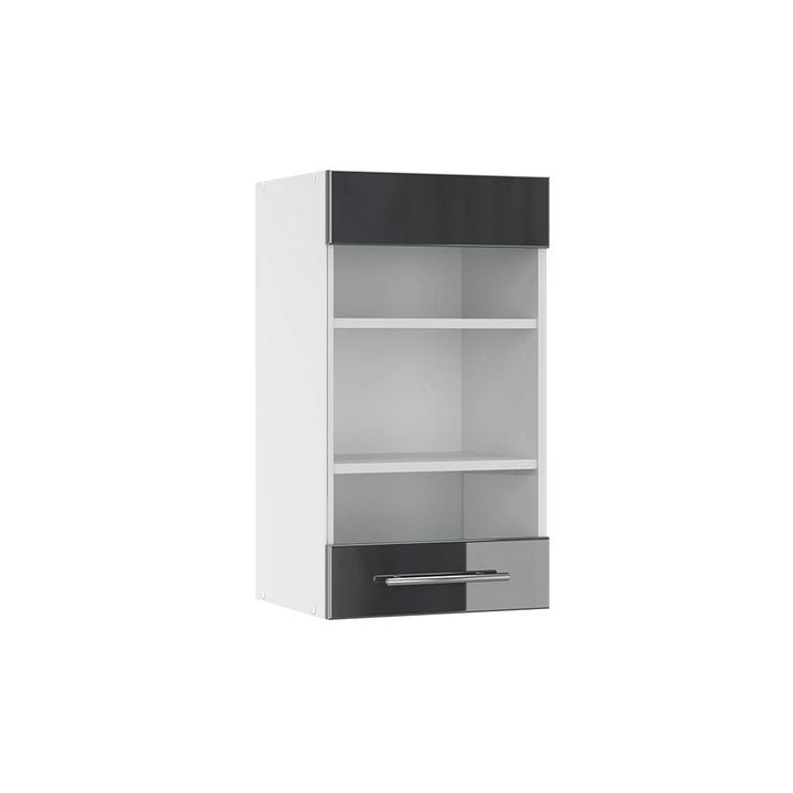 Vicco Küchenschrank Glas Fame-Line, Anthrazit Hochglanz/Weiss, 40 cm Anthrazit Hochglanz Hängeglassc