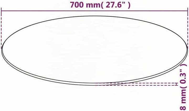 vidaXL Tischplatte Gehärtetes Glas Ø 700 mm Tisch Glasplatte Platte Esstisch Ø 70 cm Transparent, Ø