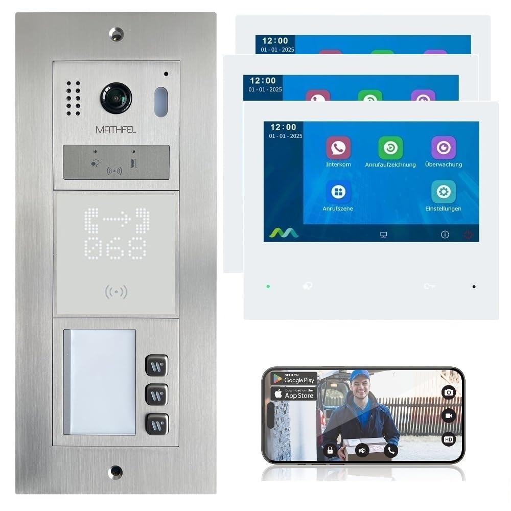 Mathfel 2-Draht-Bus Video-Türsprechanlage – Modulares Komplettsystem mit Innenmonitor(en), WLAN opti