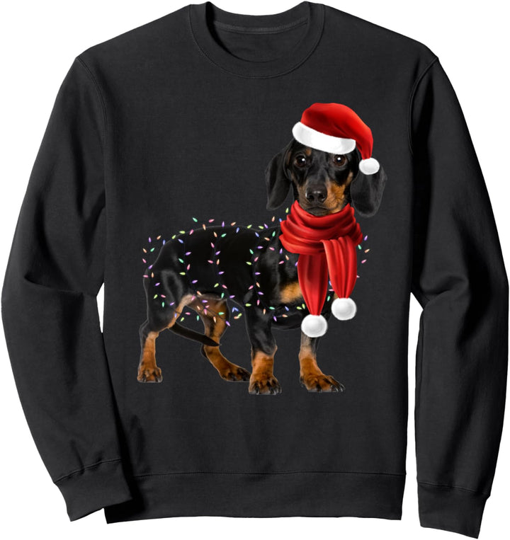 dachshund dogs with tree christmas lights xmas gifts pet dog Sweatshirt