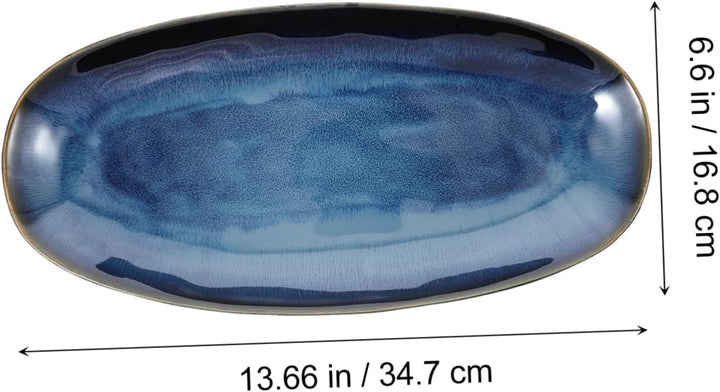 DOITOOL Keramik Tablett Gericht Sushi Platte Oval Keramik Schmuckstück Tablett Porzellan Schmuck Rin