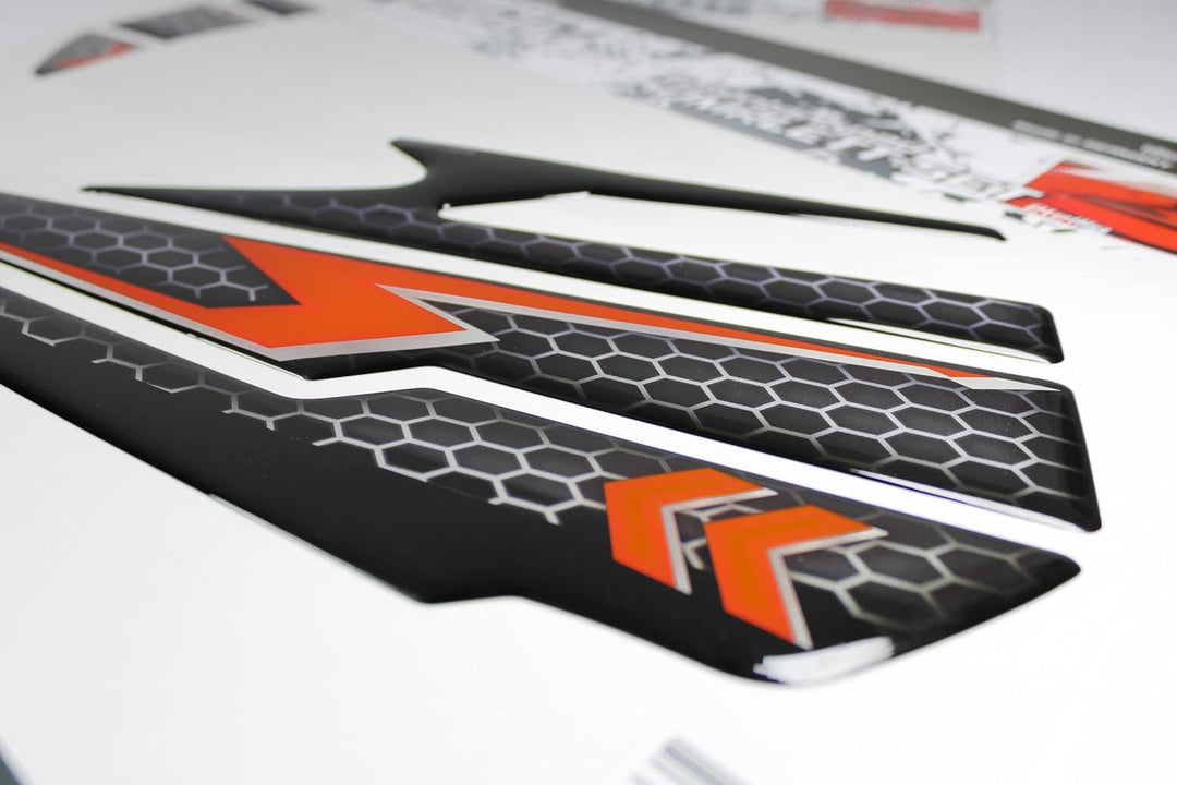 Tankpad Kniepad kompatibel für KTM 1290 Super Duke R Orange Silber X800475 Knee-Pad, Knee-Pad
