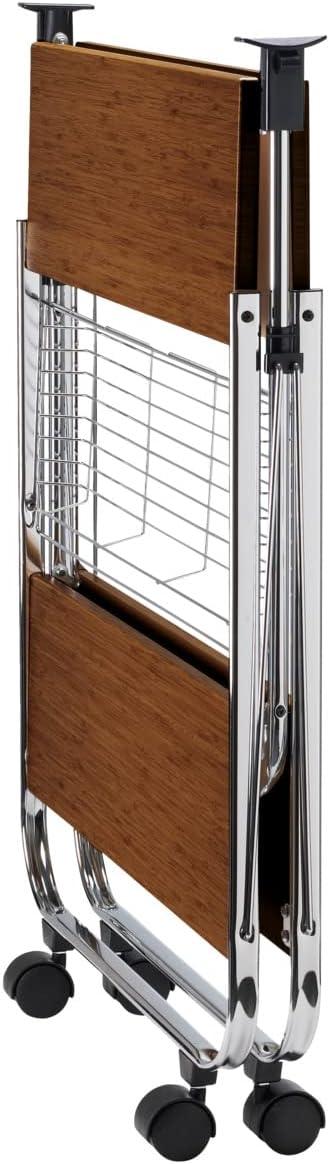 WENKO Servierwagen Dinett Deluxe Walnuss - zusammenklappbar, Ablagekorb, MDF, 68 x 70 x 40.6 cm, Bra