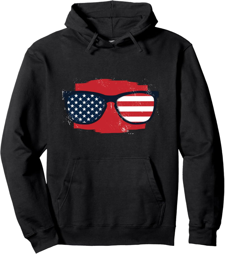 Amerikanische USA Flagge mit einer Sonnenbrille Pullover Hoodie