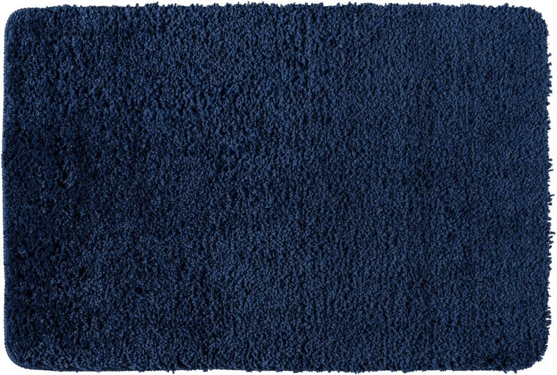 WENKO Badteppich Belize Marine Blue, 60 x 90 cm - Badematte, sicher, flauschig, fusselfrei, Polyeste