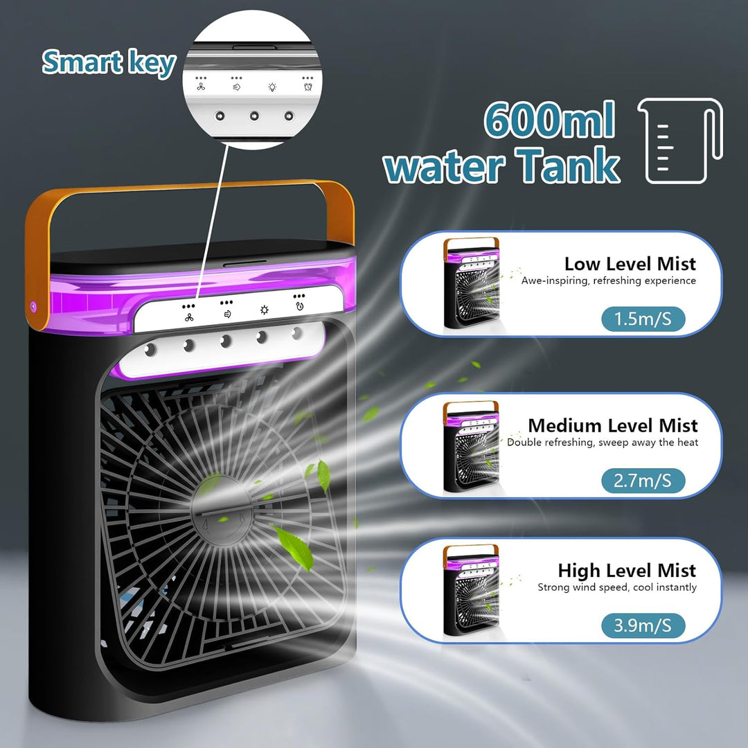 Mobile Klimageräte Luftkühler mit Wasserkühlung, 4-in-1 Verdunstungskühler Luftbefeuchter Luftreinig