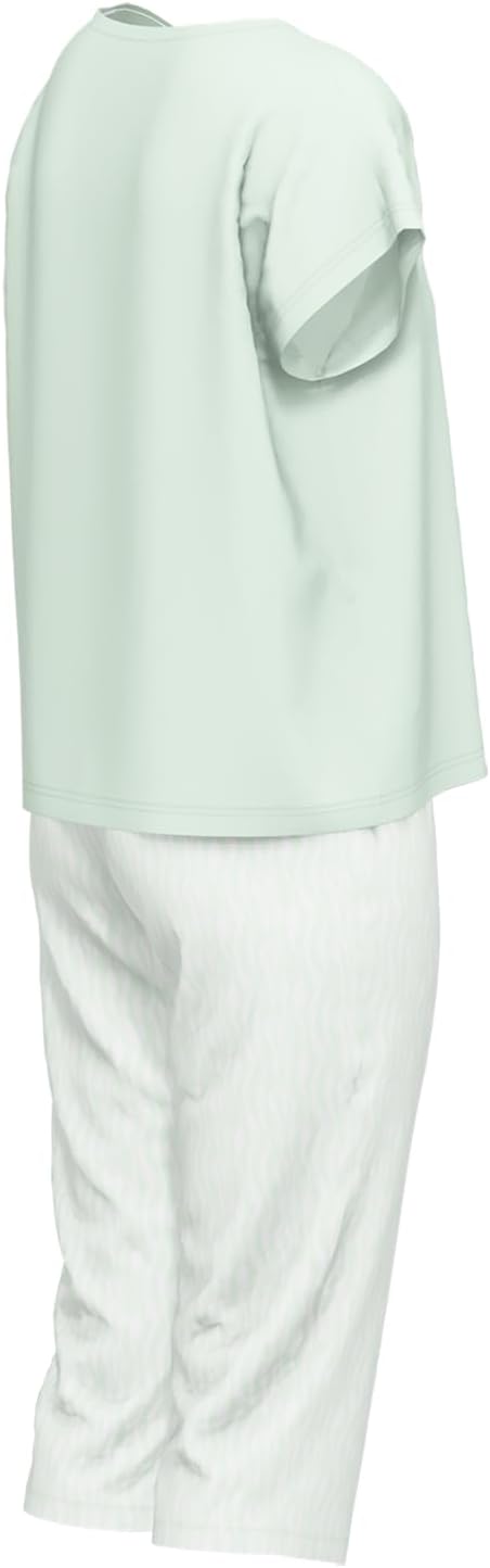 TOM TAILOR Damen Pyjama 3/4, Rundhals, Print, Grün 3XL/46