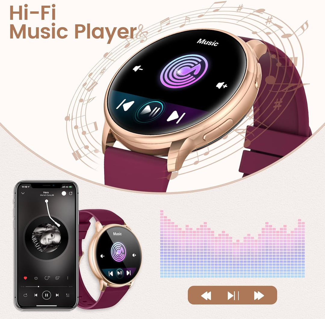 RUXINGX Smartwatch Damen mit Telefonfunktion 1.27" HD Voll Touch Screen, Armbanduhr mit SpO2 Pulsuhr