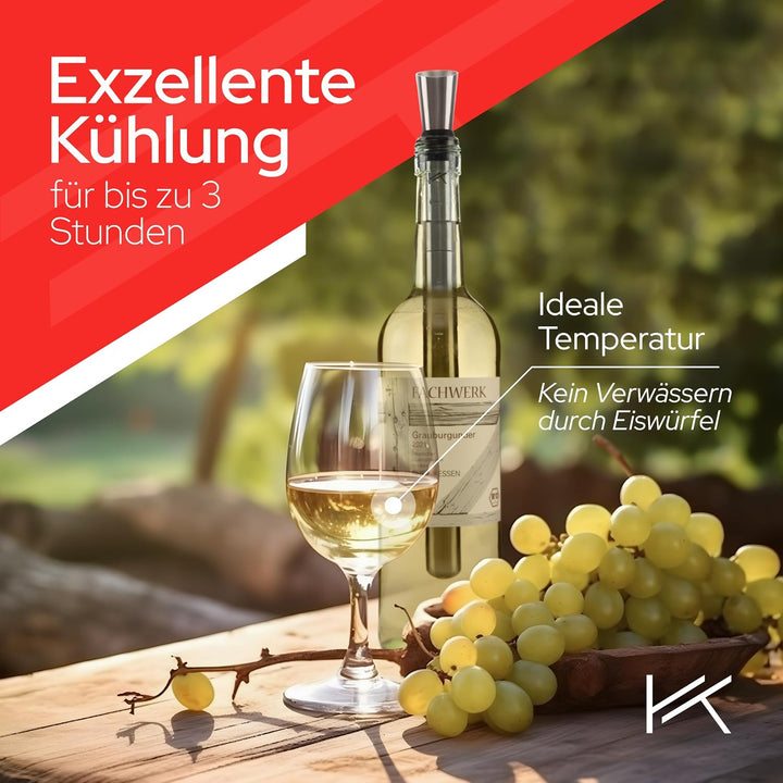 Haber&amp;Kremer® (2x) Weinkühlstab - Erstklassige Kühlung - Hochwertiger Weinkühler Stab aus 100% Edels