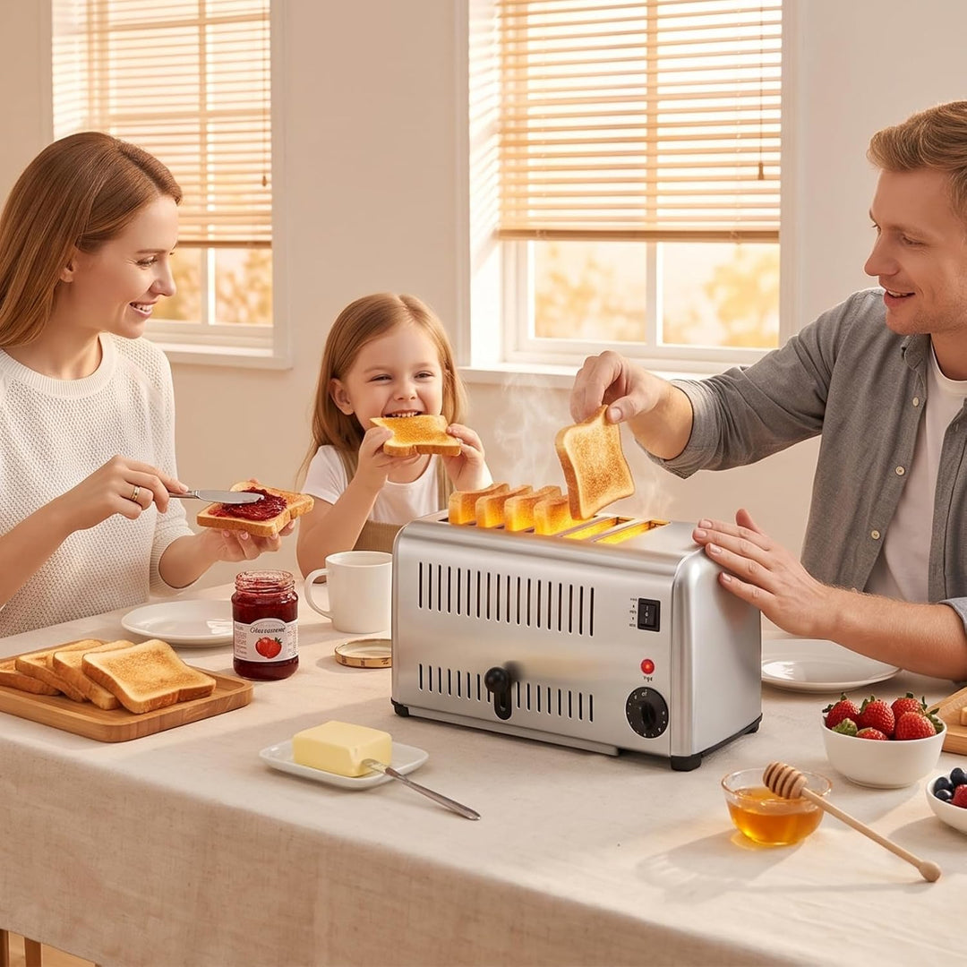 6-Scheiben-Toaster FüR Den Gewerblichen Gebrauch Mit 3cm Breiten Schlitzen, 3240W Toasterfach Aus Ed