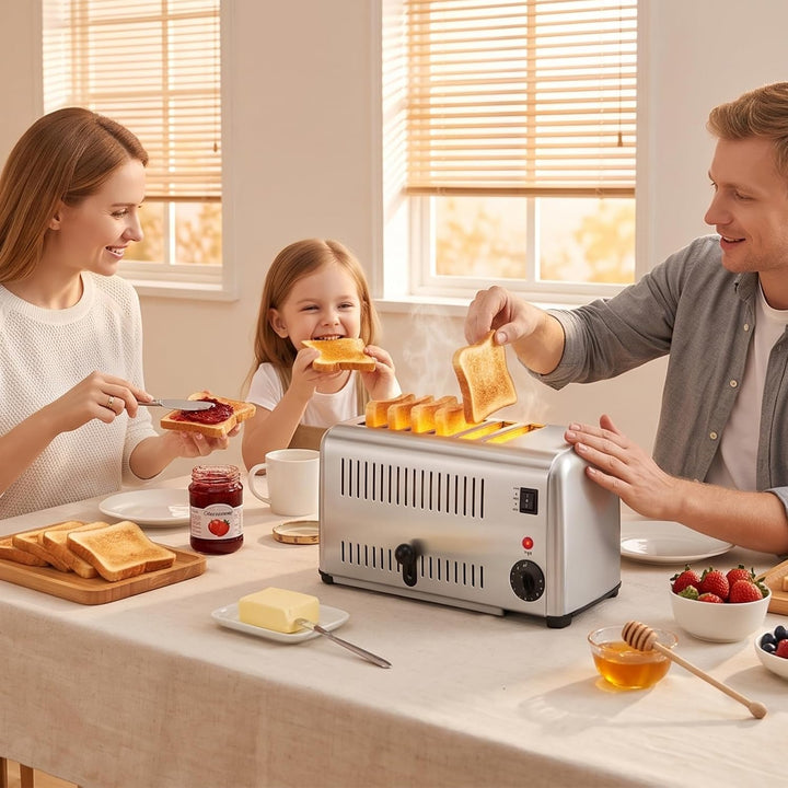 6-Scheiben-Toaster FüR Den Gewerblichen Gebrauch Mit 3cm Breiten Schlitzen, 3240W Toasterfach Aus Ed