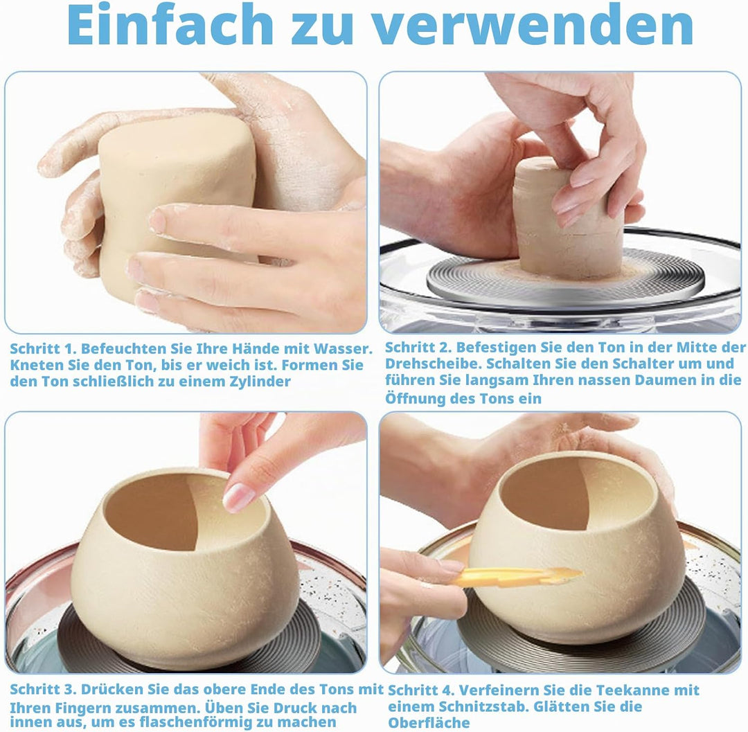 Elektrische Töpferscheibe Maschine, 12CM Töpferscheibe mit Stufenloser Geschwindigkeit, Töpferscheib