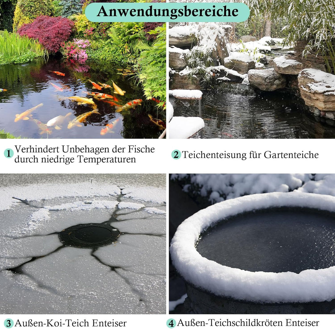 FEDOUR Teichheizung 150W - Eisfreihalter für Teiche, Koi-Teich, Gartenteichenteiser mit 5m Langem Ka