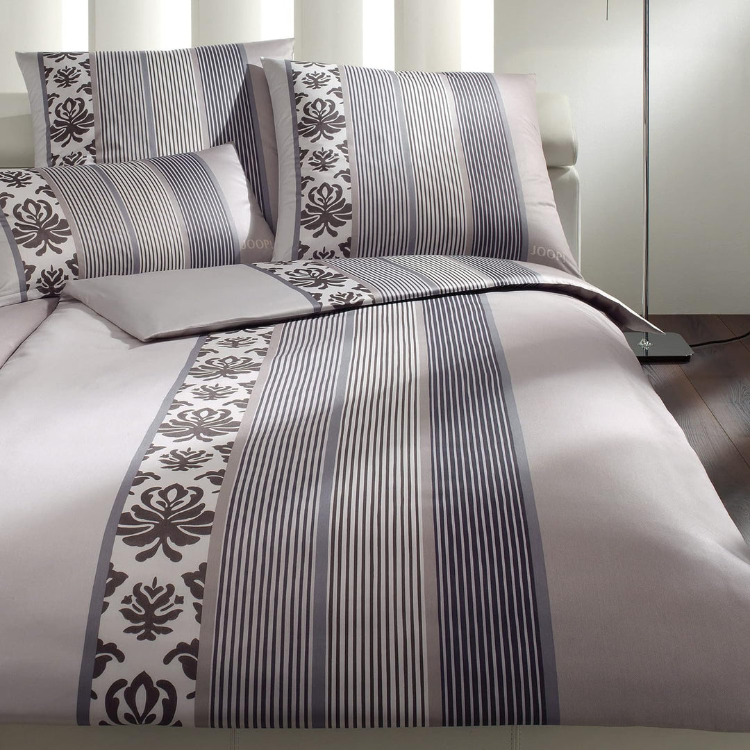 Joop! Bettwäsche Ornament Stripe Mako-Satin Graphit Grösse 135x200 cm (40x80 cm) 135x200 cm + 40x80