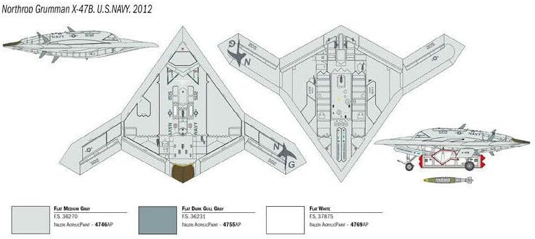 ITALERI 1421S - 1:72 X-47B , Modellbau, Bausatz, Standmodellbau, Basteln, Hobby, Kleben, Plastikbaus