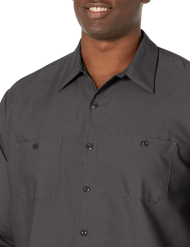 Red Kap Herren Industrial Work Shirt, Regular Fit, Long Sleeve Button-Down-Arbeitshemd S Dunkelgrau,