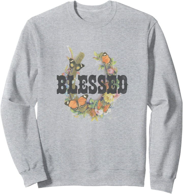Fifth Sun Blessed Horse Shoe Butterfly Portrait Sweatshirt